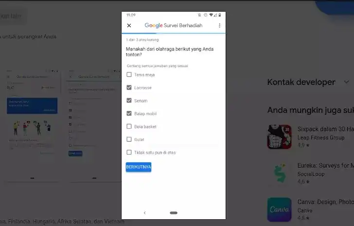 contoh tugas Google Survei