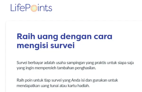 Review Lifepoints, Penipuan atau Bukan? 1 lifepoints adalah