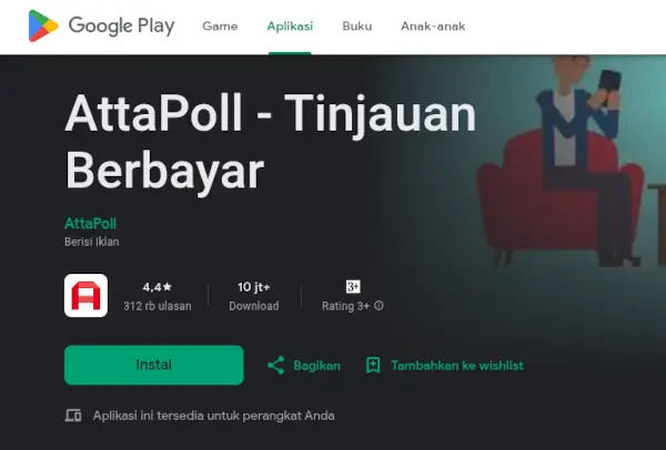 10 Aplikasi Penghasil Uang Terpercaya 2025 (Langsung ke DANA & Rekening) 4 aplikasi penghasil uang AttaPoll