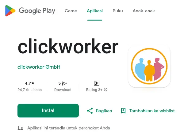 10 Aplikasi Penghasil Uang Terpercaya 2025 (Langsung ke DANA & Rekening) 7 aplikasi penghasil uang ClickWorker