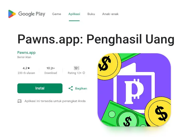10 Aplikasi Penghasil Uang Terpercaya 2025 (Langsung ke DANA & Rekening) 3 aplikasi penghasil uang Pawns App