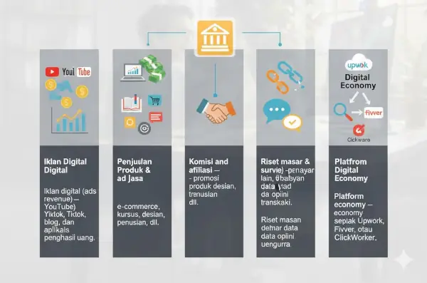 Panduan Lengkap: Cara Menghasilkan Uang dari Internet untuk Pemula (2025) 1 konsep sumber uang dari internet