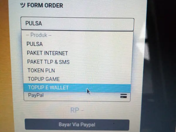 Cara Convert Saldo PayPal ke ShopeePay, DANA, GoPay, OVO & LinkAja Dengan Mudah! 1 memilih menu topup e-wallet