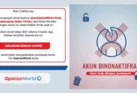 akun Opinion World dinonaktifkan