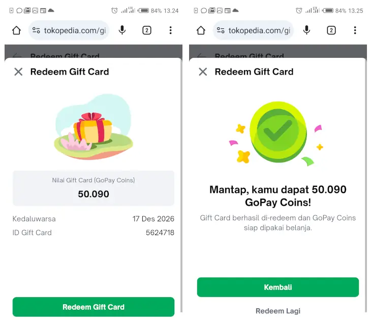 Cara Menggunakan Gift Card Tokopedia dari Attapoll 2 klaim kode gift card Tokopedia