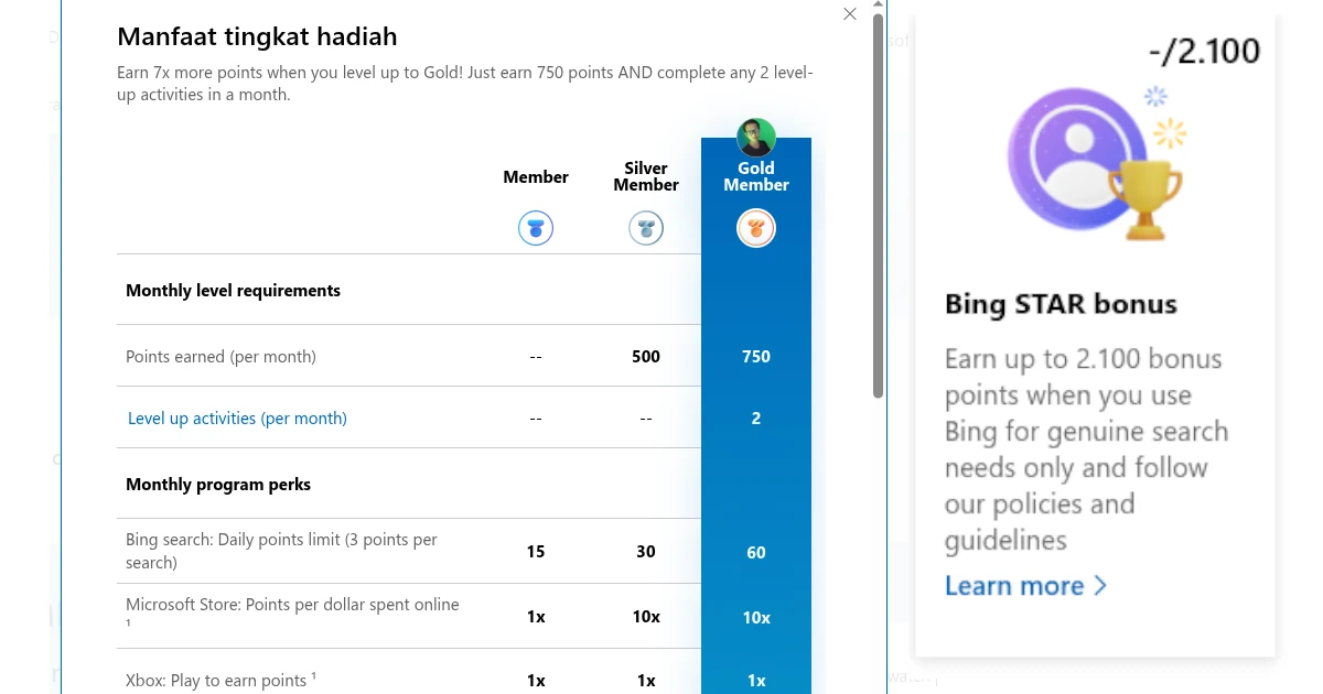 Gold Member Microsoft Rewards